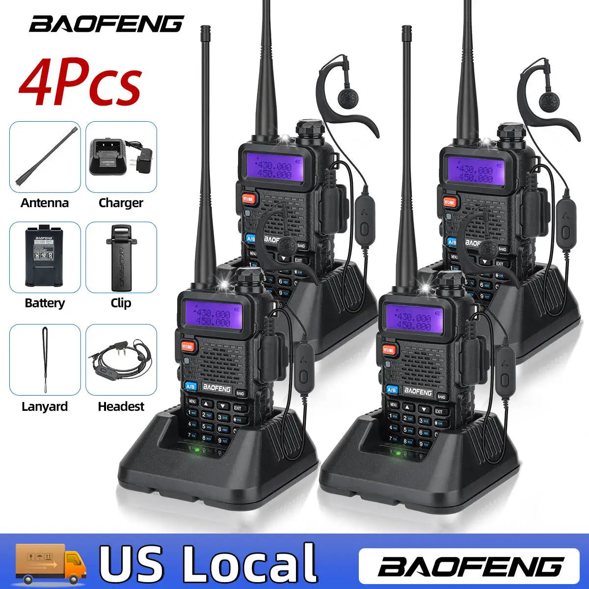 2PCS BAOFENG UV-5R Walkie Talkie Dual Band Long Range Radio