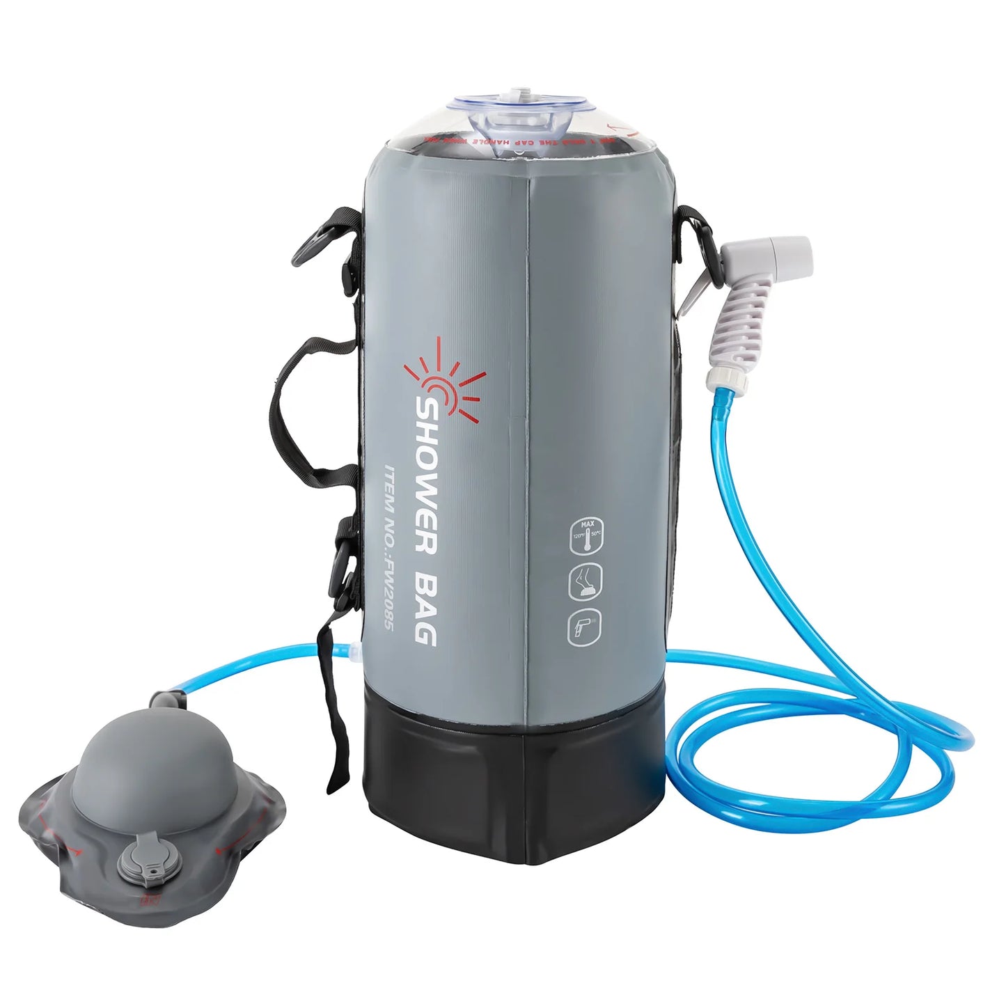 12L Portable Garden Shower with Pump Removable Pressure Camp Shower for Outdoor Travel Hiking and Washing Kits