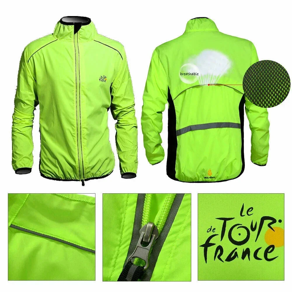 Reflective Men's Waterproof Rain Jacket Windbreaker for Running Cycling Golf and MTB Bike Wear