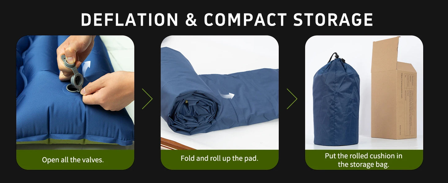 WestTune Double Sleeping Pad 4 Inch Thick for 2 Person with Built-in Pillow and Foot Pump Inflatable Mattress for Backpacking and Hiking