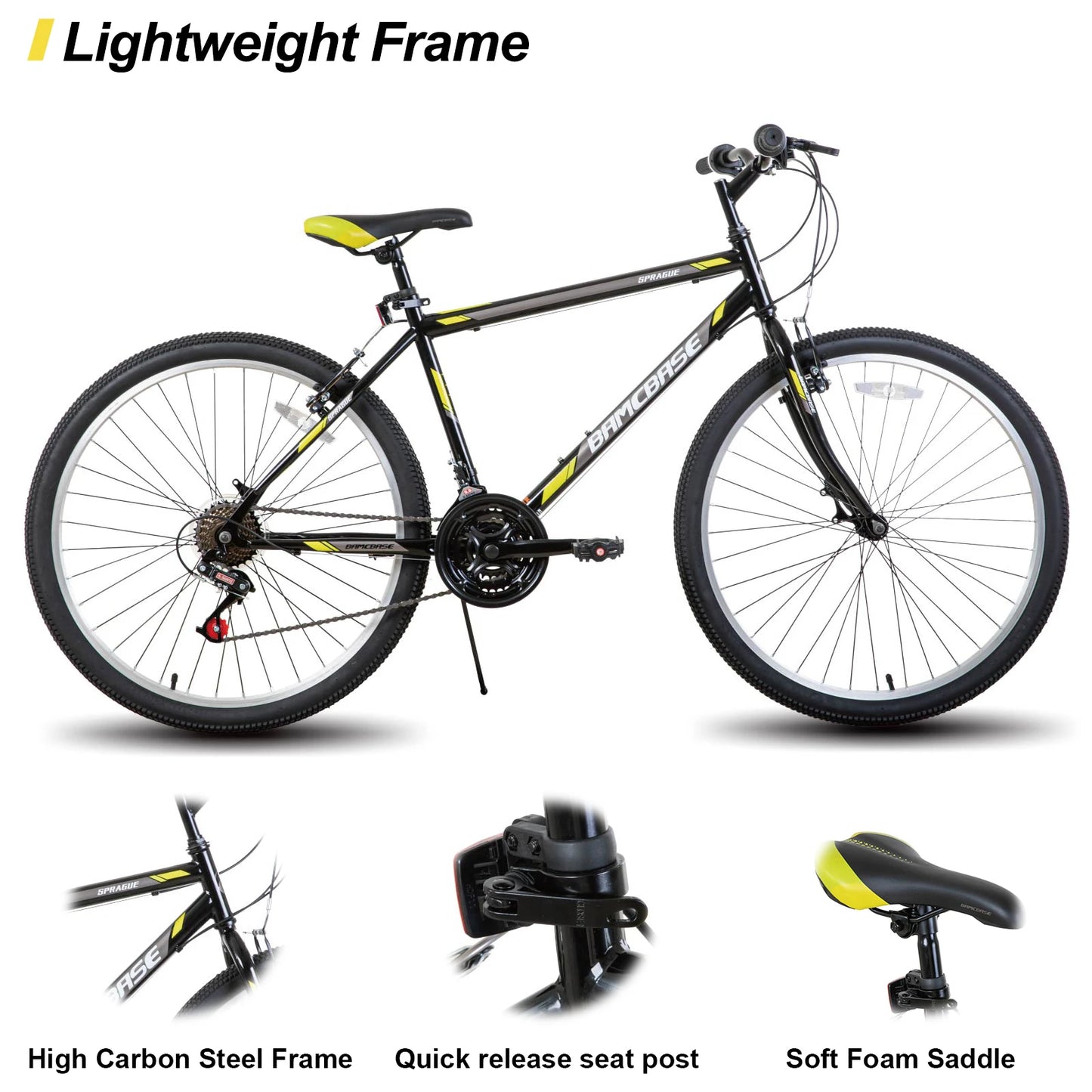 Hiland 24 26 Inch Mountain Bike for Men Women 21 Speeds High Carbon Steel Frame Sport Cycling MTB Bicycle for Adult