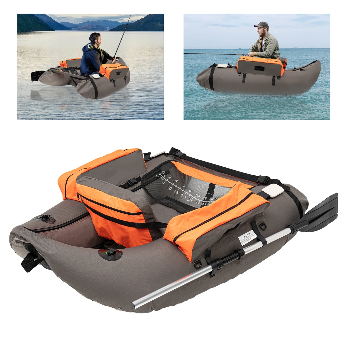 Outdoor Inflatable Fishing Boat with Oxford Cloth and Aluminum Construction