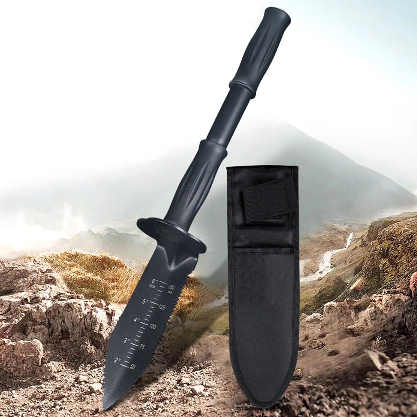 Metal Detector Digging Tool Serrated Edge Digger With Sheath Stainless Steel Garden Shovel Knife Extended Handle