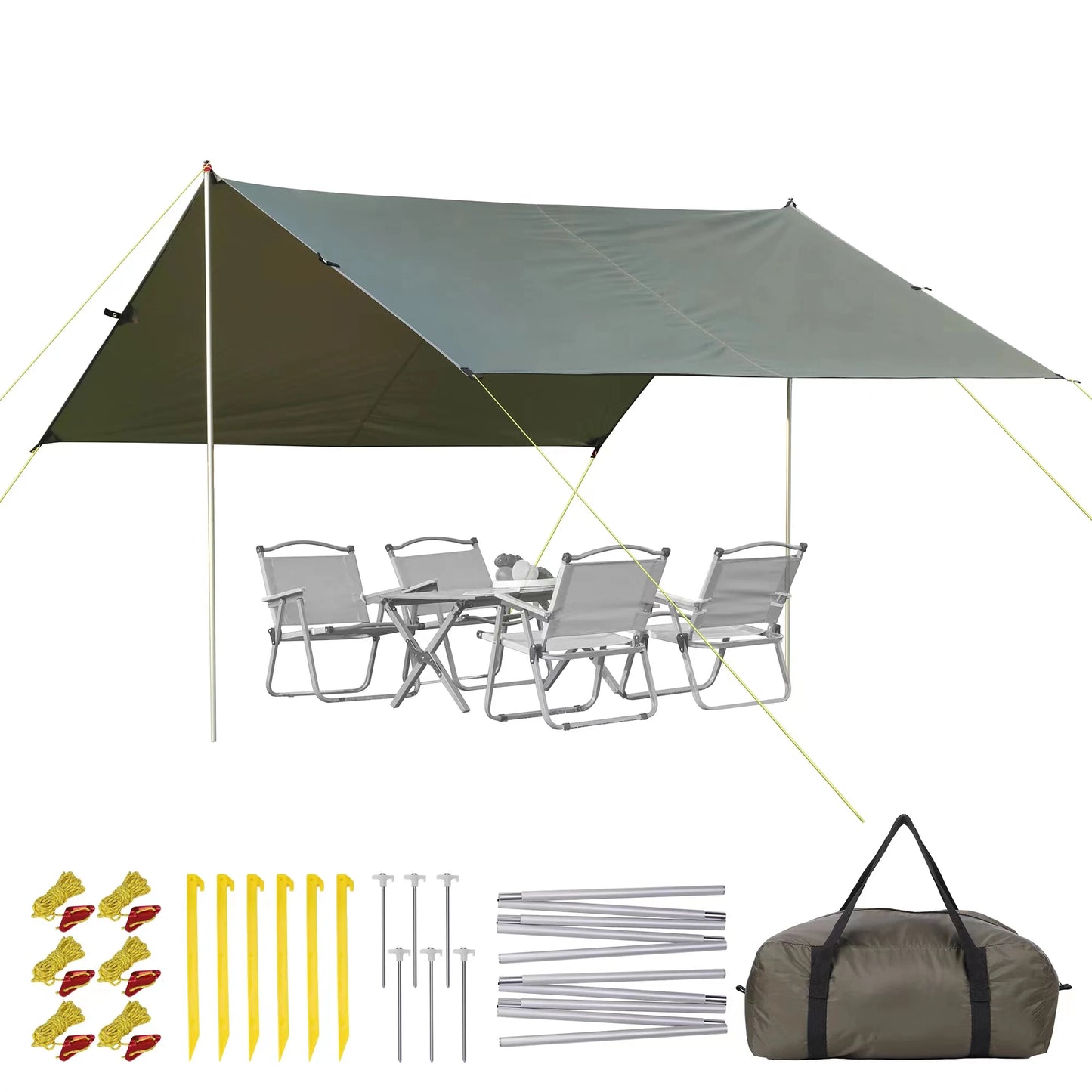 Waterproof Camping Tent Tarp Awning Sun Shelter Outdoor Hammock Tent Tarp 13.1 X 9.2 Feet