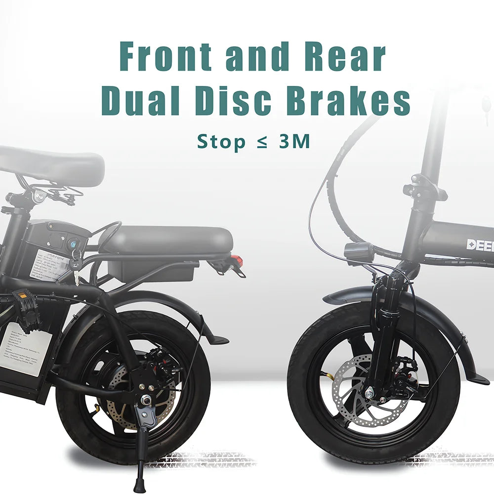 Folding Electric Bike 48V 15AH for Adults 400W Max Speed 32KMH City Bicycle with 14 Inch Tires
