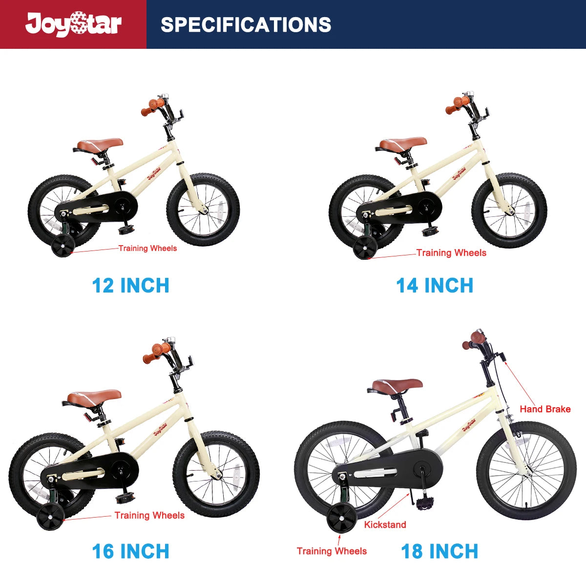 JOYSTAR Kids Bike for Boys and Girls Ages 2 to 9 Years Old 12 14 16 18 Inch BMX Style Bicycles with Training Wheels