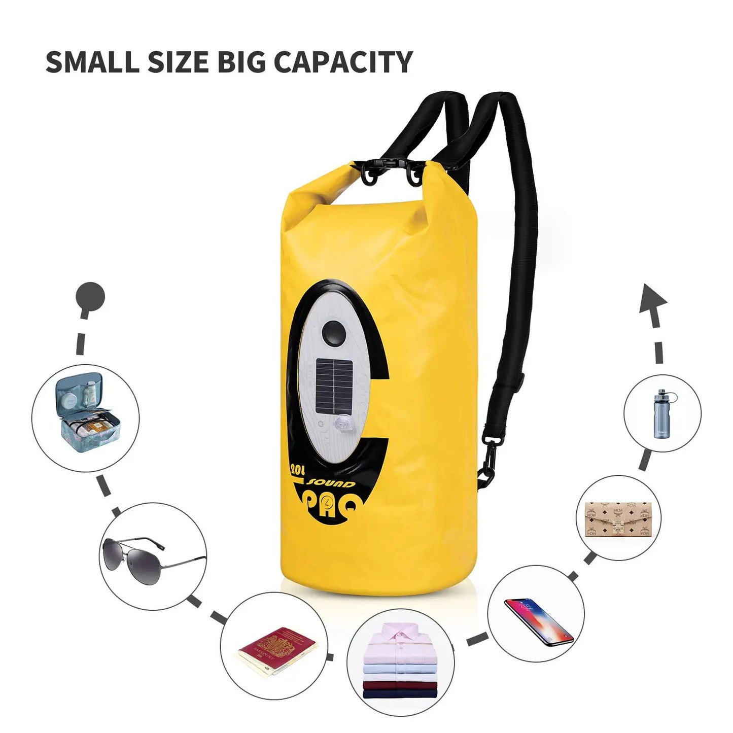 SELORSS Solar Battery Powered Waterproof Hiking Camping Backpack Outdoor Climbing Sport Bag with Bluetooth Speaker Large Capacity