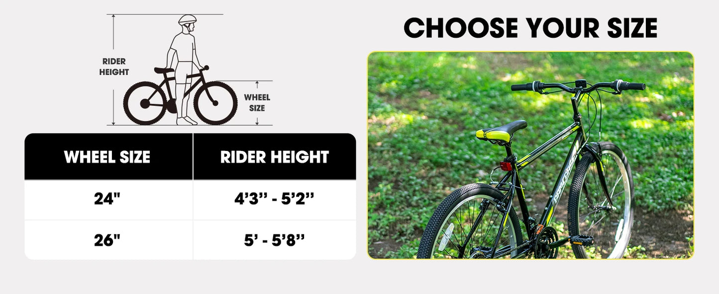 Hiland 24 26 Inch Mountain Bike for Men Women 21 Speeds High Carbon Steel Frame Sport Cycling MTB Bicycle for Adult