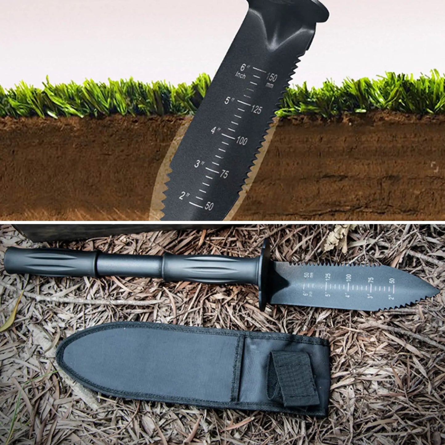 Metal Detector Digging Tool Serrated Edge Digger With Sheath Stainless Steel Garden Shovel Knife Extended Handle
