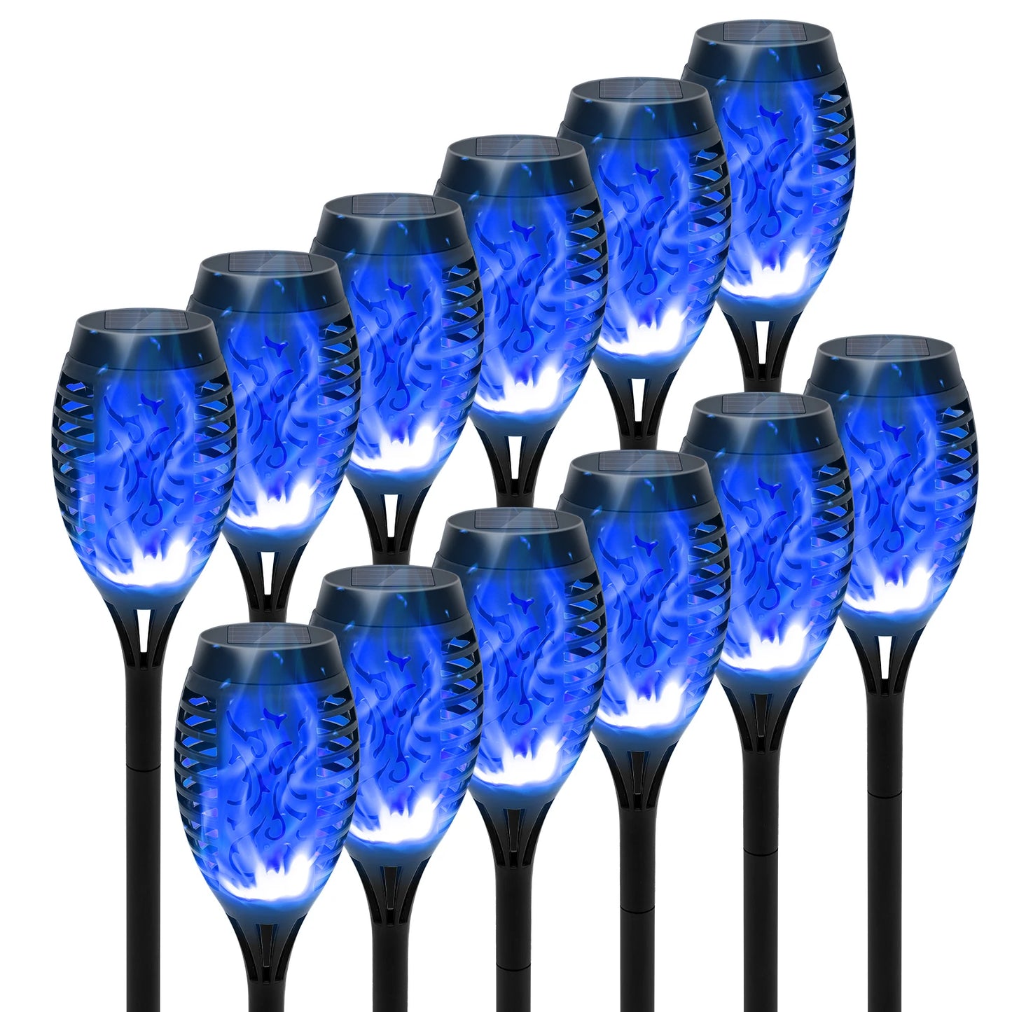 Solar Flame Torch Lights LED Outdoor Lawn Path Decor