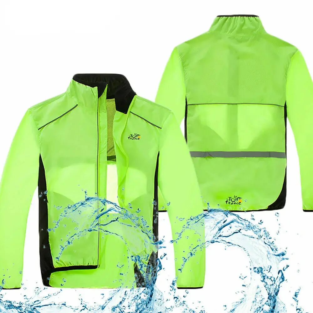 Reflective Men's Waterproof Rain Jacket Windbreaker for Running Cycling Golf and MTB Bike Wear
