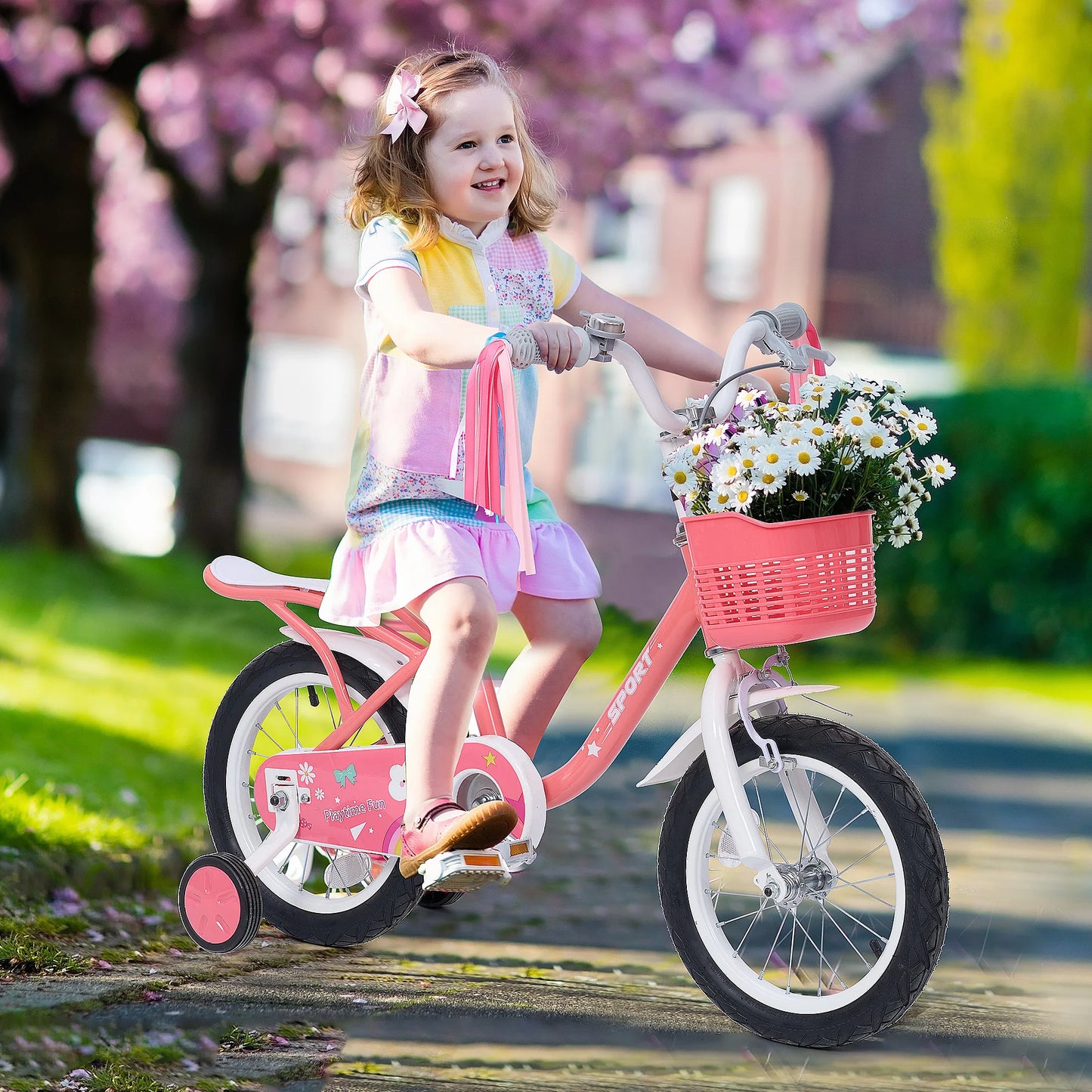 12 Inch Kids Bike for Ages 2 to 5 Years Old Boys and Girls with Training Wheels Steel Frame Children's Bicycle