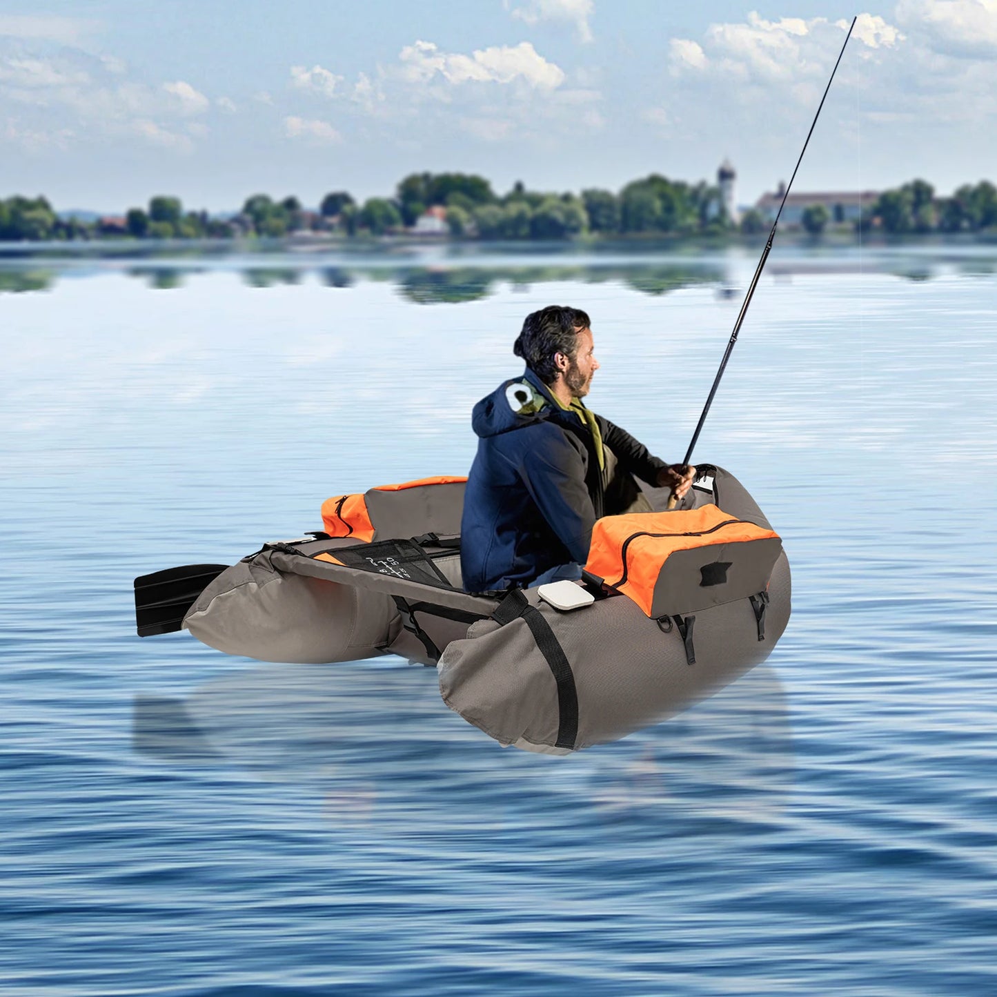 Outdoor Inflatable Fishing Boat with Oxford Cloth and Aluminum Construction