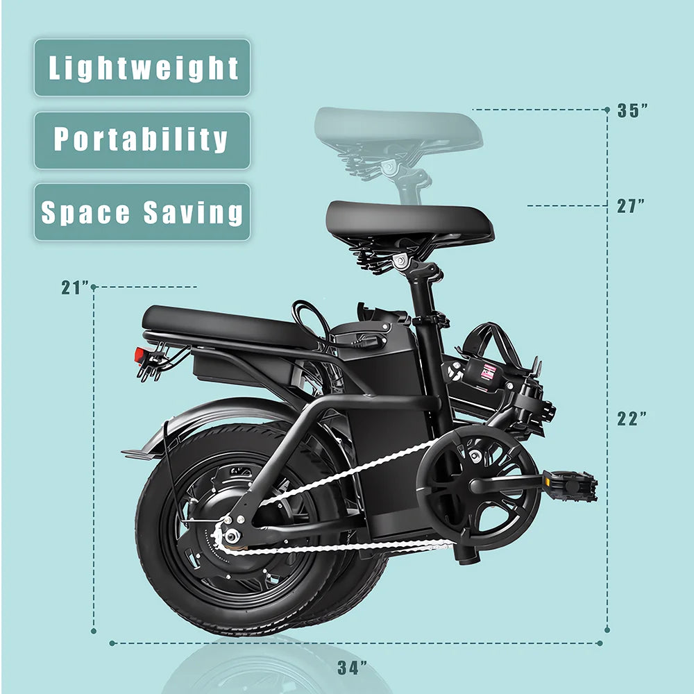 Folding Electric Bike 48V 15AH for Adults 400W Max Speed 32KMH City Bicycle with 14 Inch Tires