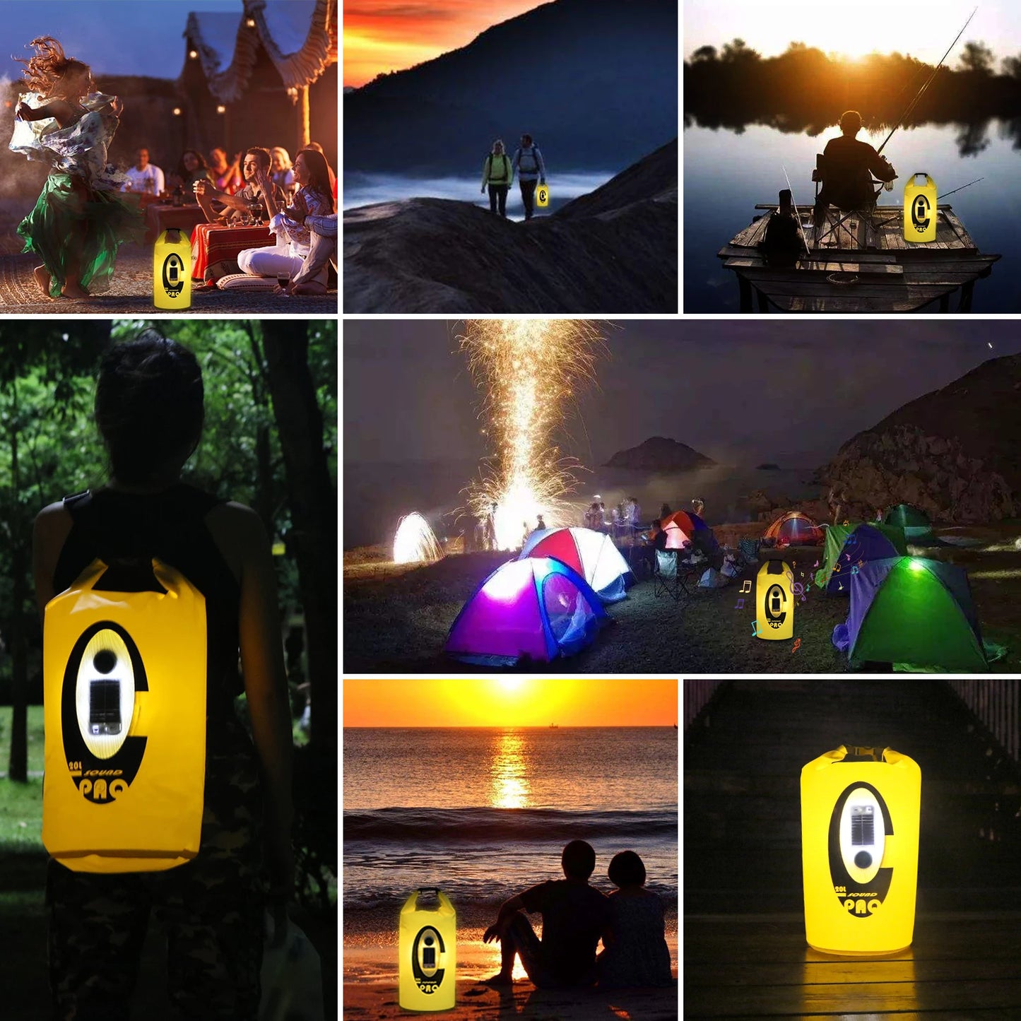 SELORSS Solar Battery Powered Waterproof Hiking Camping Backpack Outdoor Climbing Sport Bag with Bluetooth Speaker Large Capacity