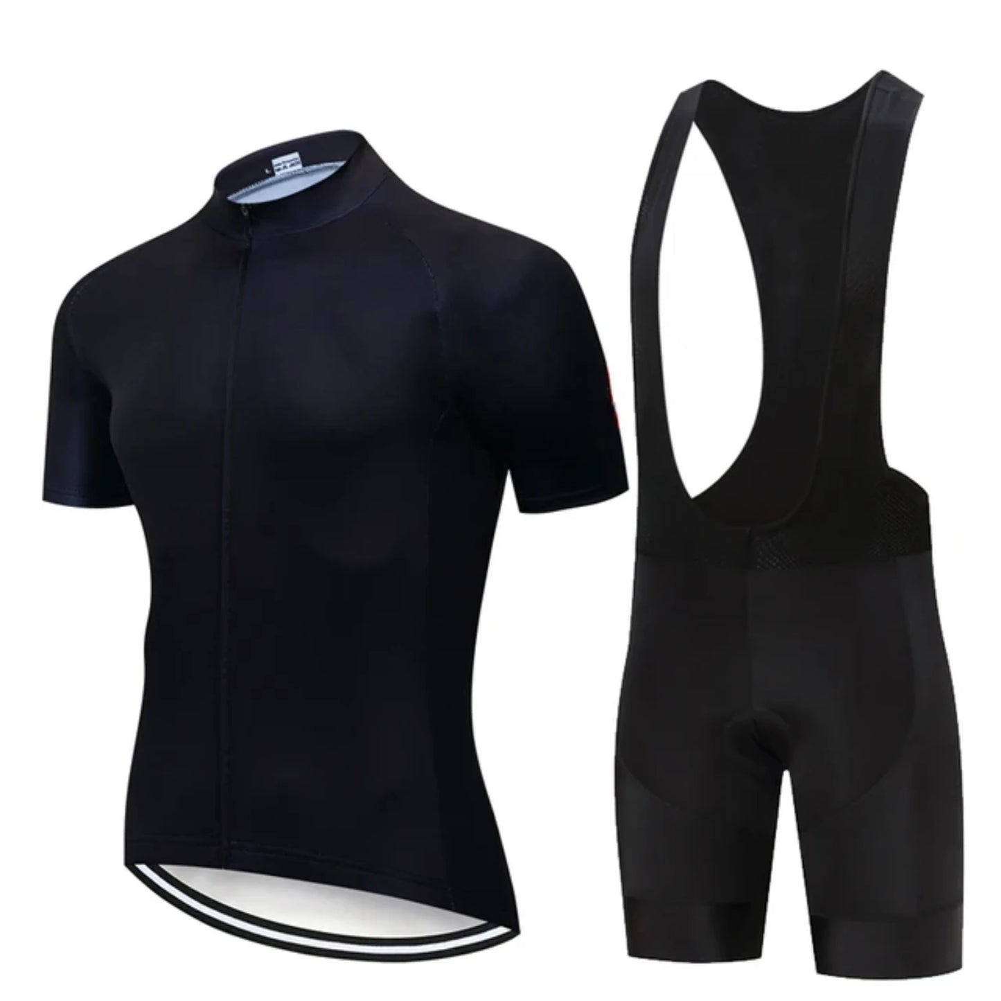All Black Cycling Jersey Bib Short Set 2024 Men's Mountain Bicycle Clothing Short Sleeve Suit Sports MTB Bike Training Uniform
