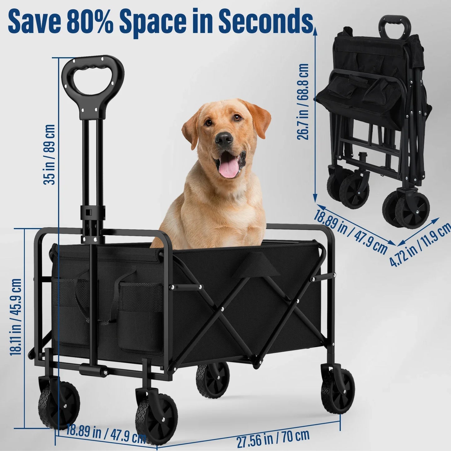 Outdoor Camping Handcart with Foldable Wheels for Easy Transport