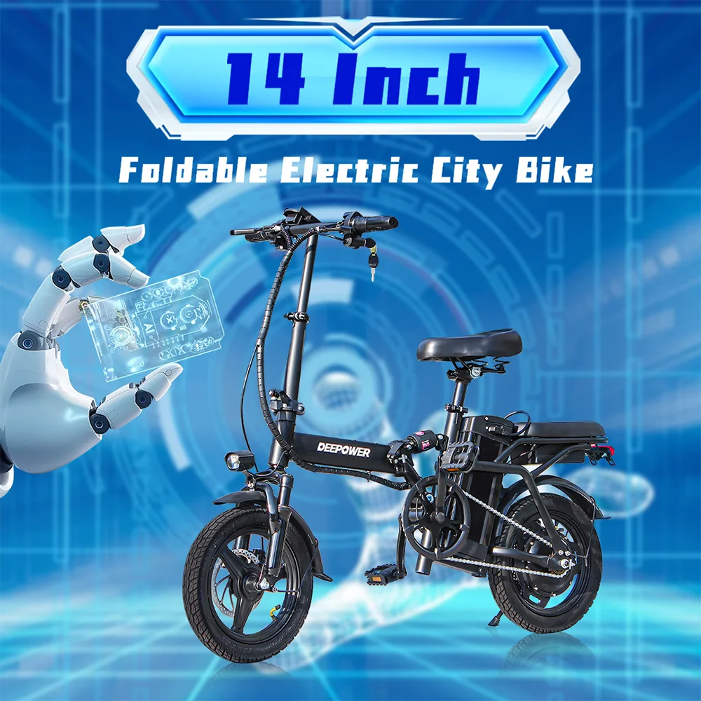 Folding Electric Bike 48V 15AH for Adults 400W Max Speed 32KMH City Bicycle with 14 Inch Tires
