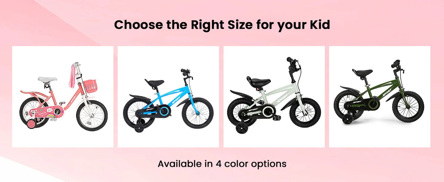 12 Inch Kids Bike for Ages 2 to 5 Years Old Boys and Girls with Training Wheels Steel Frame Children's Bicycle