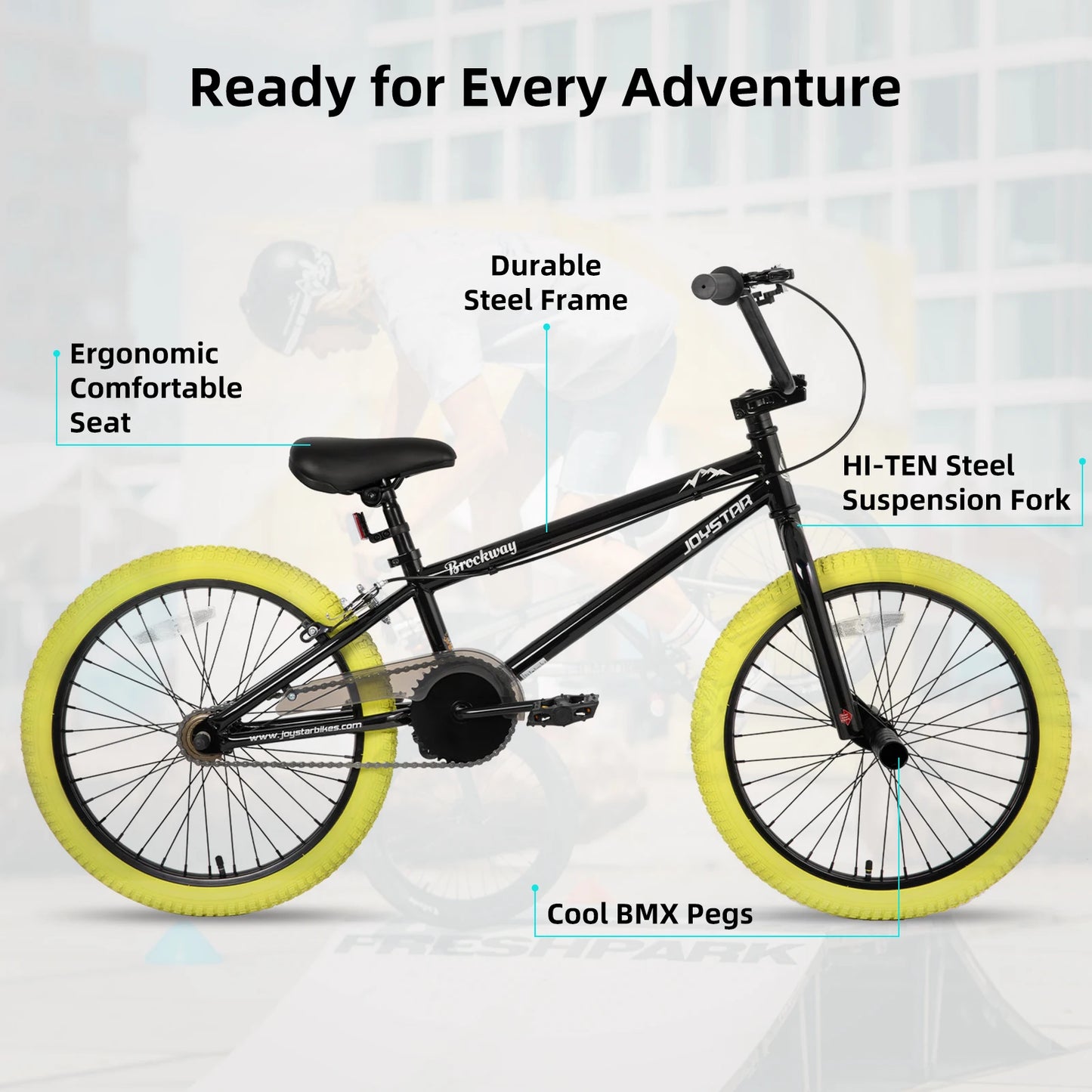 Joystar Brockway Freestyle Kids BMX Bike 20 Inch Bicycle for 6 to 14 Years Old Boys and Girls Beginner Level Riders with 2 Pegs