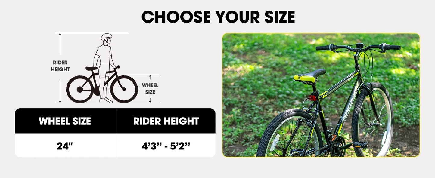Hiland 24 26 Inch Mountain Bike for Men Women 21 Speeds High Carbon Steel Frame Sport Cycling MTB Bicycle for Adult