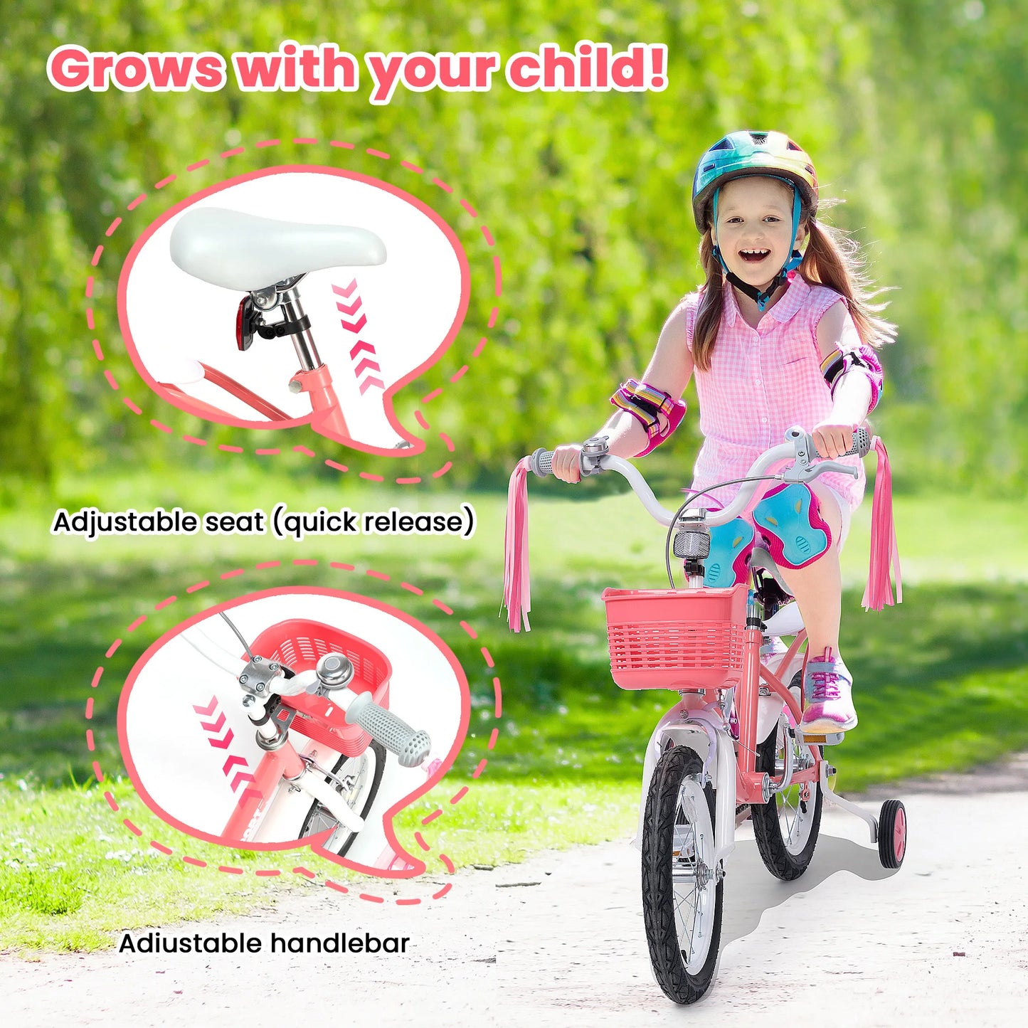 12 Inch Kids Bike for Ages 2 to 5 Years Old Boys and Girls with Training Wheels Steel Frame Children's Bicycle