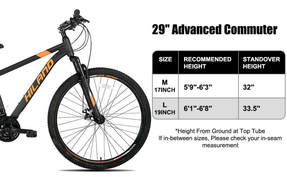 HILAND 29 Inch Mountain Bike with 21 Speed Aluminum Frame Shimano Gearbox Disc Brake Suspension Fork Black Blue