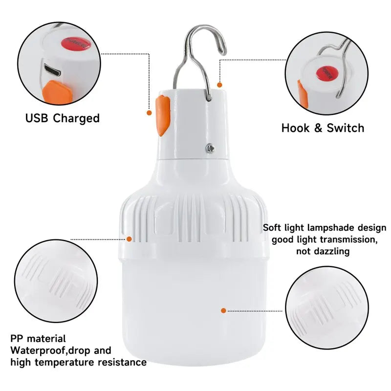 RxZoA Outdoor USB Rechargeable LED Lantern Emergency Light