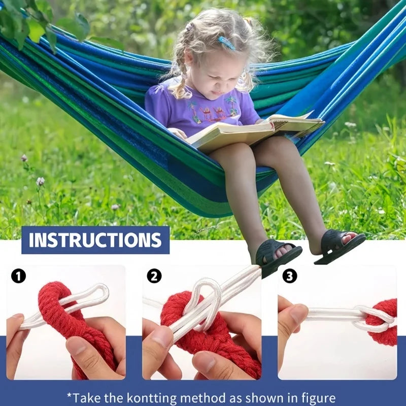 SHXI Outdoor Double Hammock Canvas Portable Indoor Outdoor