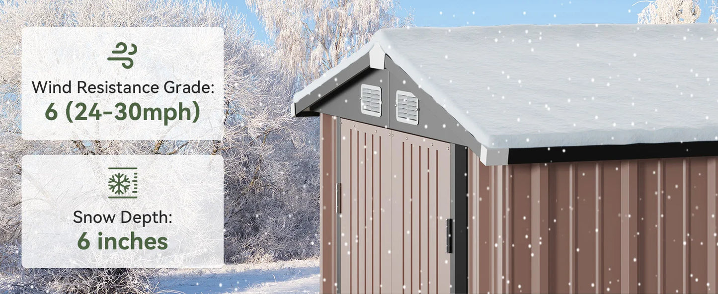 Metal Garden Tool Shed With Lockable Doors For Backyard