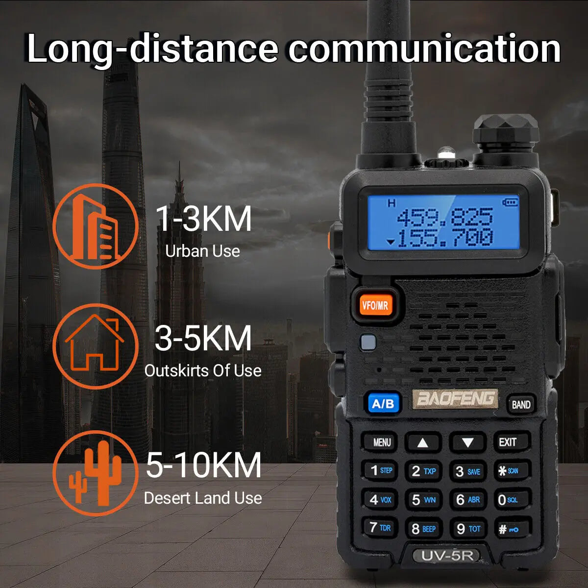 2PCS BAOFENG UV-5R Walkie Talkie Dual Band Long Range Radio