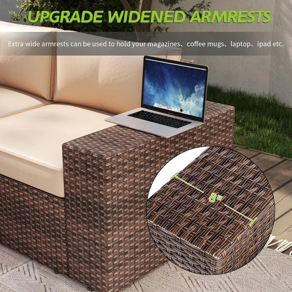 Patio Furniture Set With Fire Pit Table And Wicker Parlor