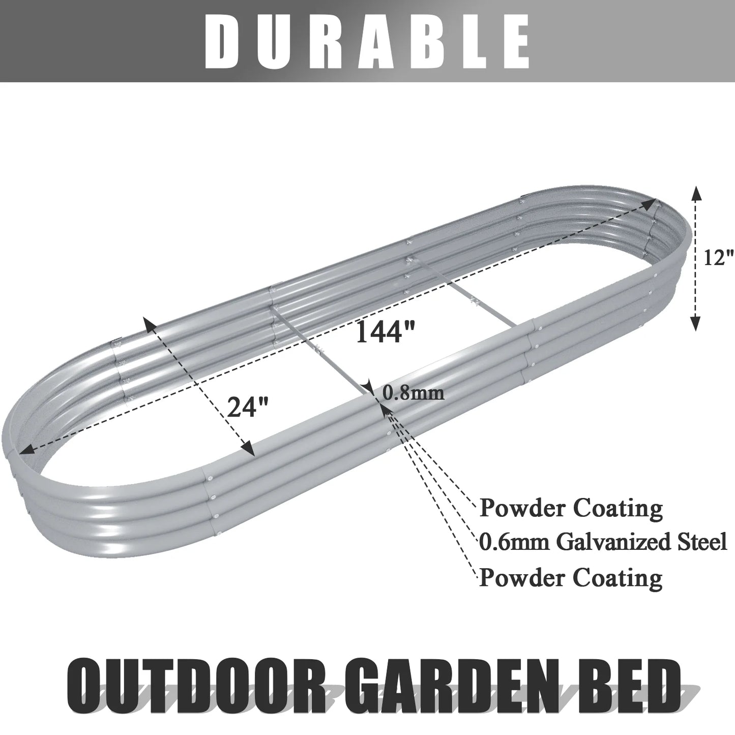 Tramull Galvanized Raised Garden Bed Planter for Vegetables and Herbs
