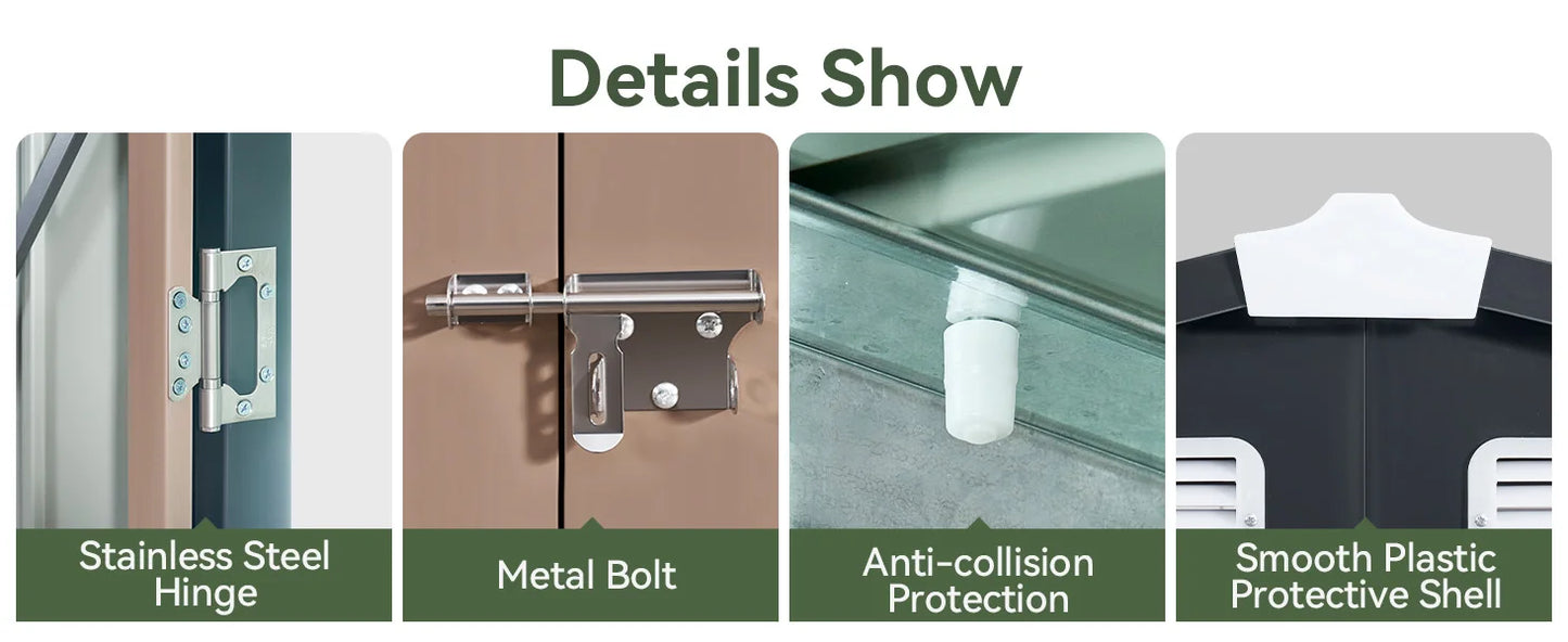 Metal Garden Tool Shed With Lockable Doors For Backyard