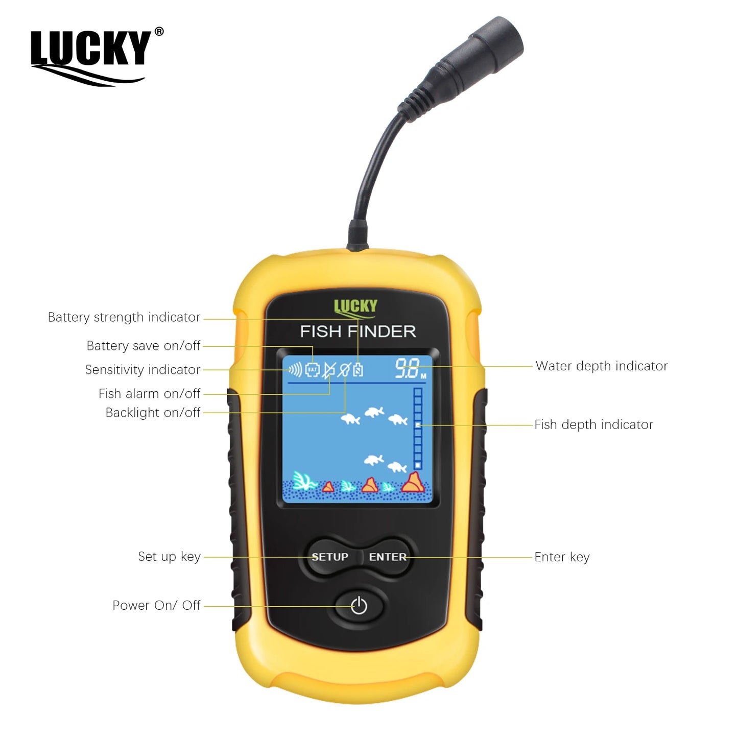 LUCKYLAKER FFC1108-1 Portable Sonar Fish Finder Alarm