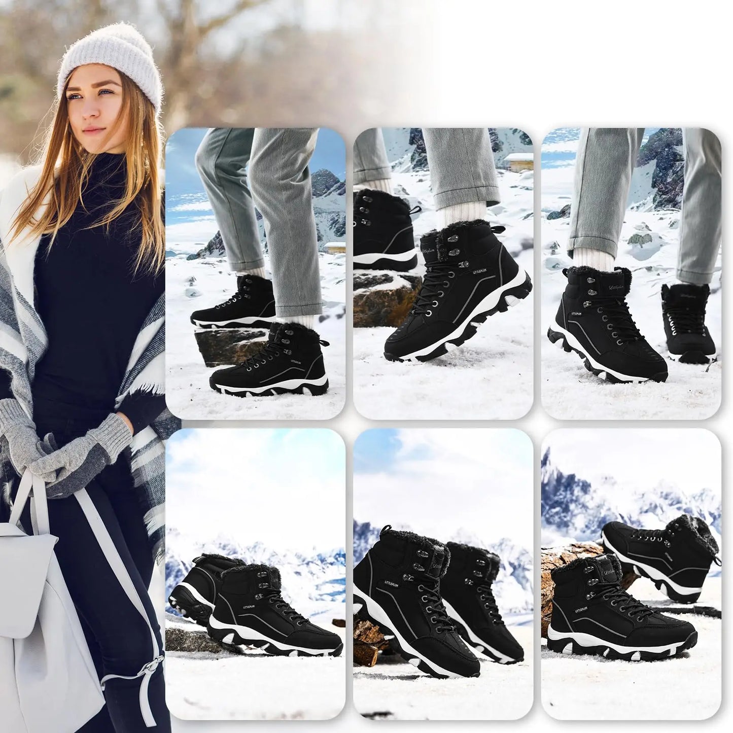 Womens Winter Hiking Boots Waterproof Non Slip Warm Lined