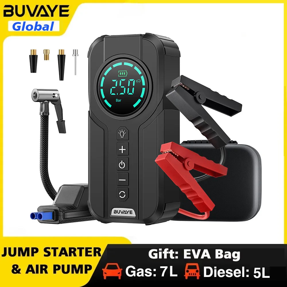BUVAYE Car Jump Starter Air Pump Function Tire Inflator