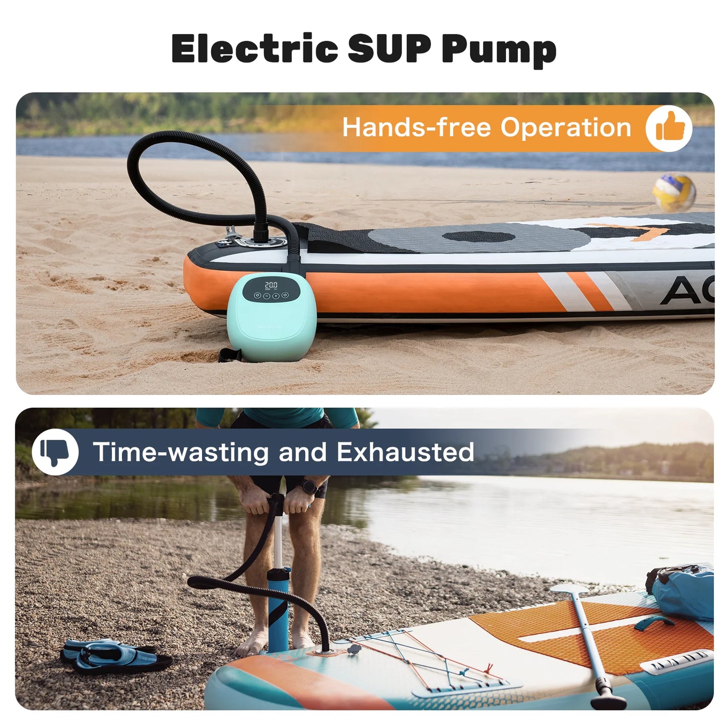Electric 20 PSI SUP Pump With 38.48Wh Battery Paddle