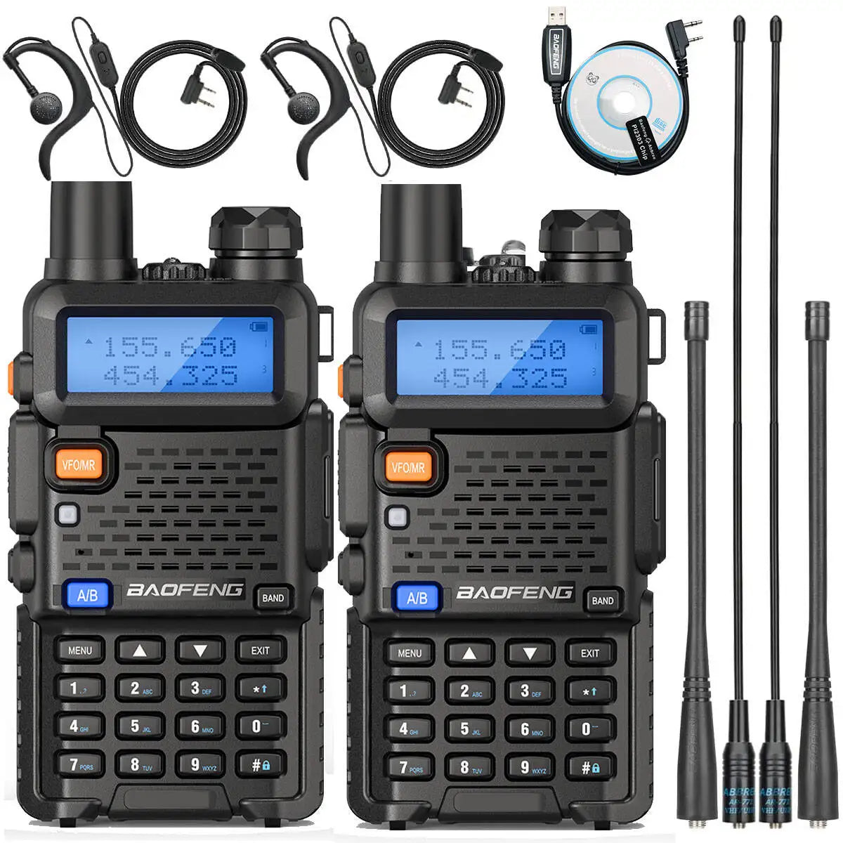 2PCS BAOFENG UV-5R Walkie Talkie Dual Band Long Range Radio