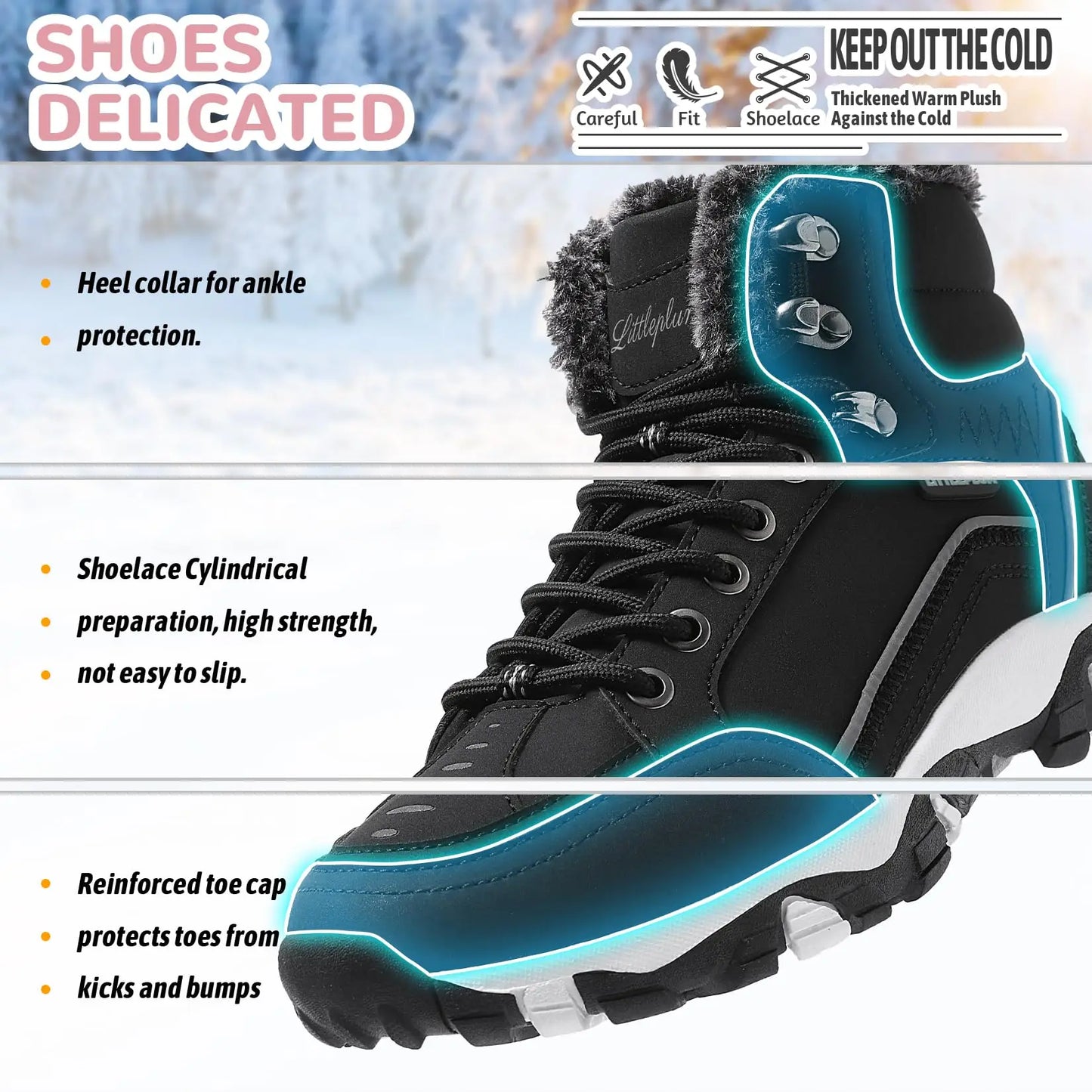 Womens Winter Hiking Boots Waterproof Non Slip Warm Lined
