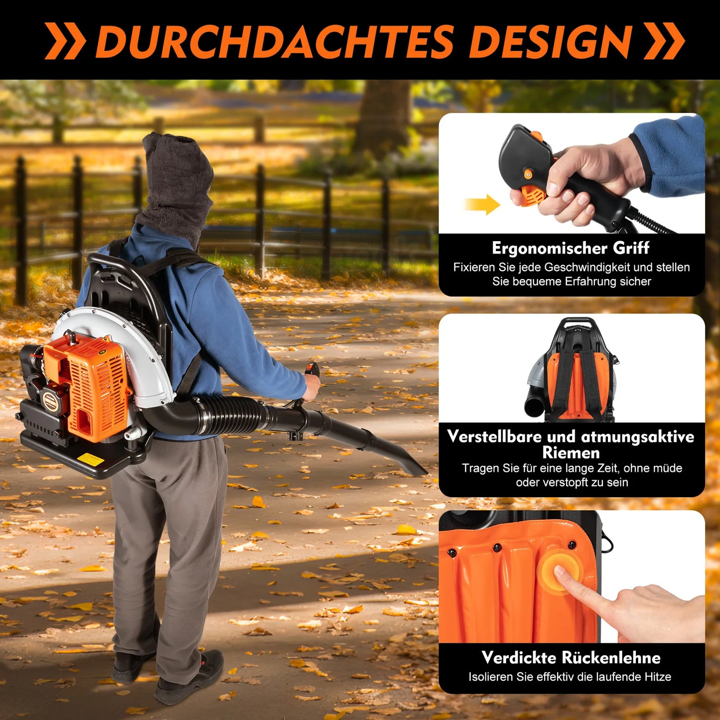 Bymaocar Commercial Grade Gas Powered Backpack Leaf Blower