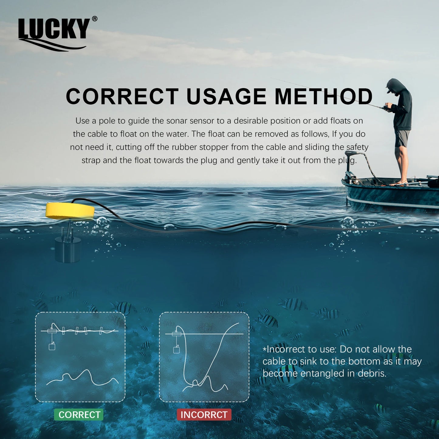 LUCKYLAKER FFC1108-1 Portable Sonar Fish Finder Alarm