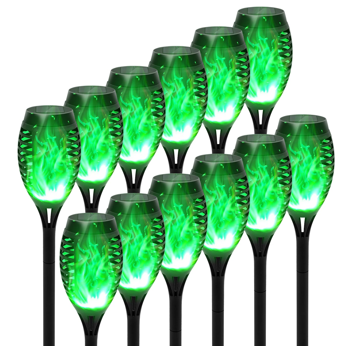 Solar Flame Torch Lights LED Outdoor Lawn Path Decor