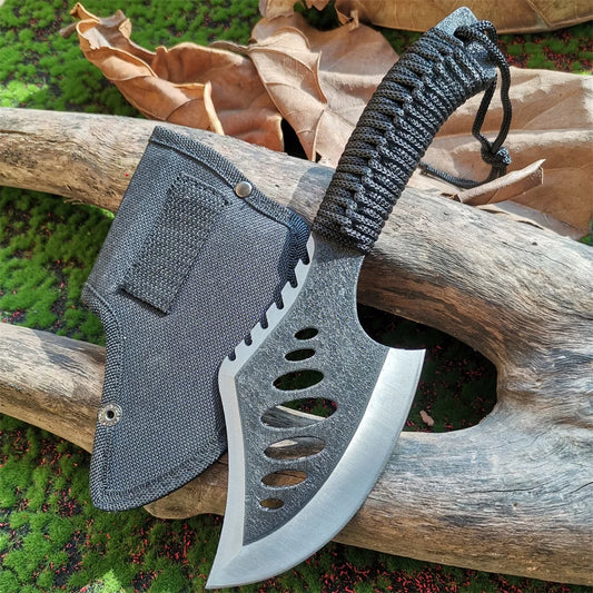 Stainless Steel Survival Hunting Tomahawk Ax Lightweight Camping Ax with Paracord Handle and Nylon Sheath