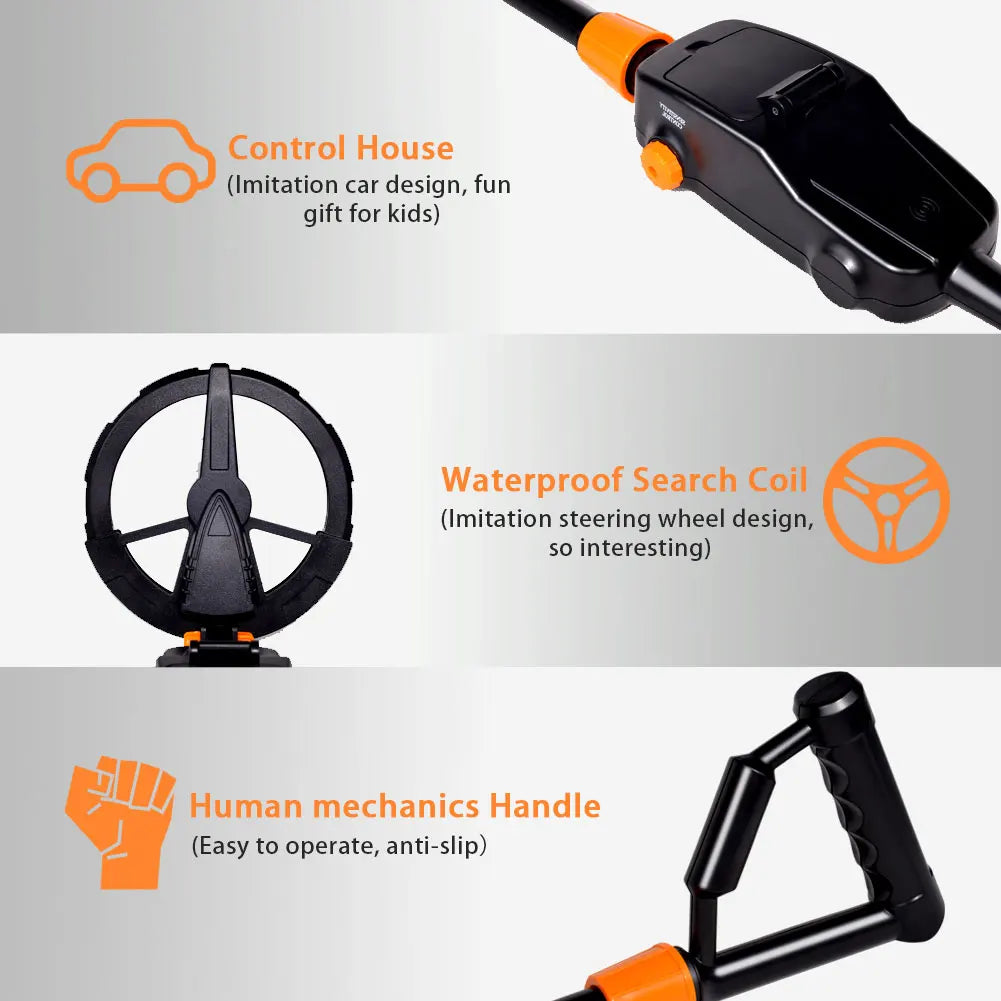 Metal Detector Kit for Kids with Waterproof Coil Backlight LCD Display Adjustable Metal Finder Tool for Jewelry and Coin Detecting