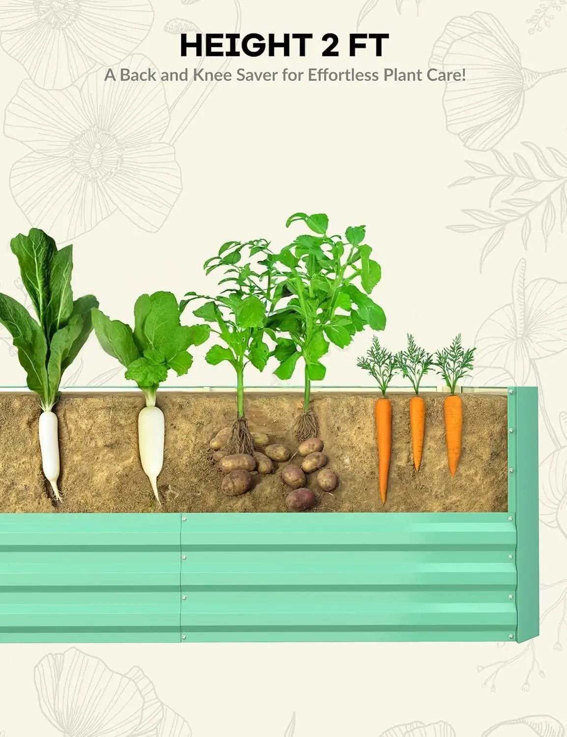 8x4x2ft Galvanized Raised Garden Bed Deep Root Planter Box