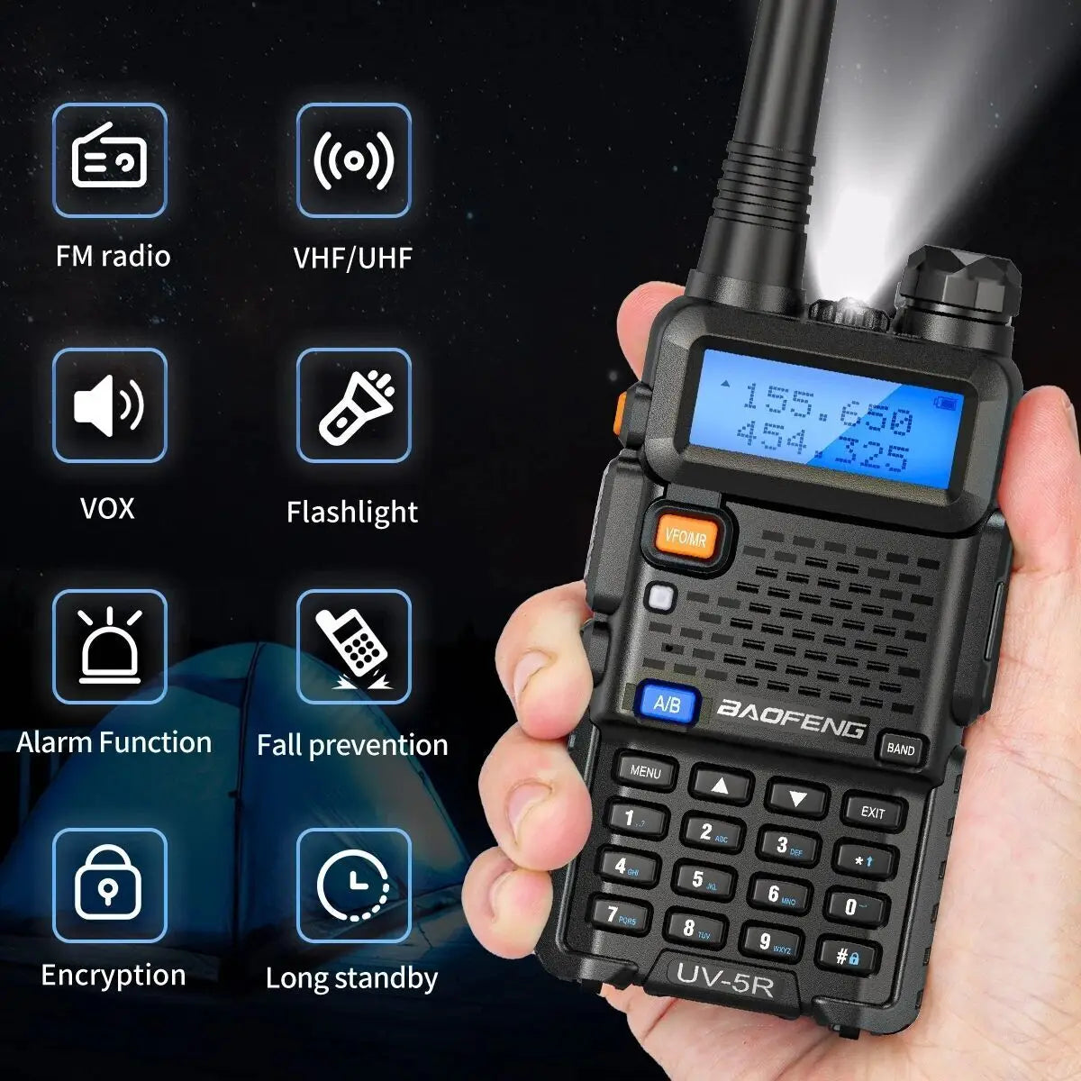 2PCS BAOFENG UV-5R Walkie Talkie Dual Band Long Range Radio