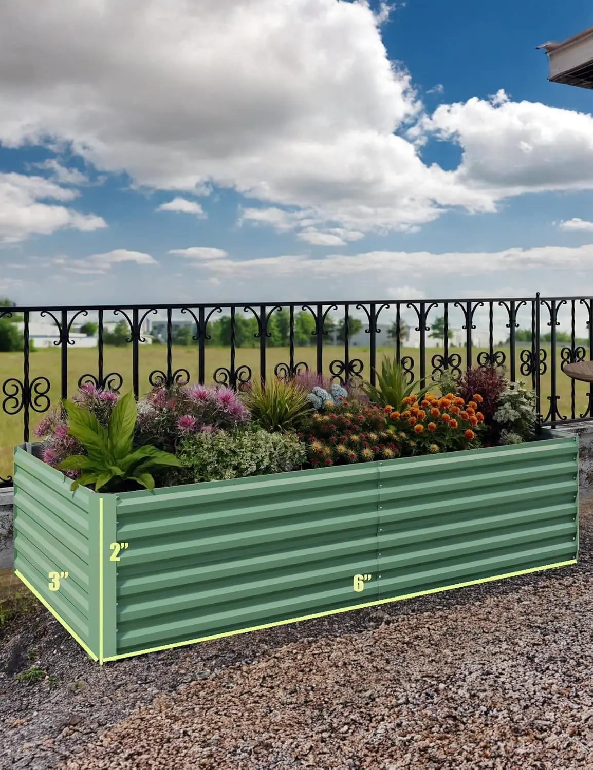 8x4x2ft Galvanized Raised Garden Bed Deep Root Planter Box