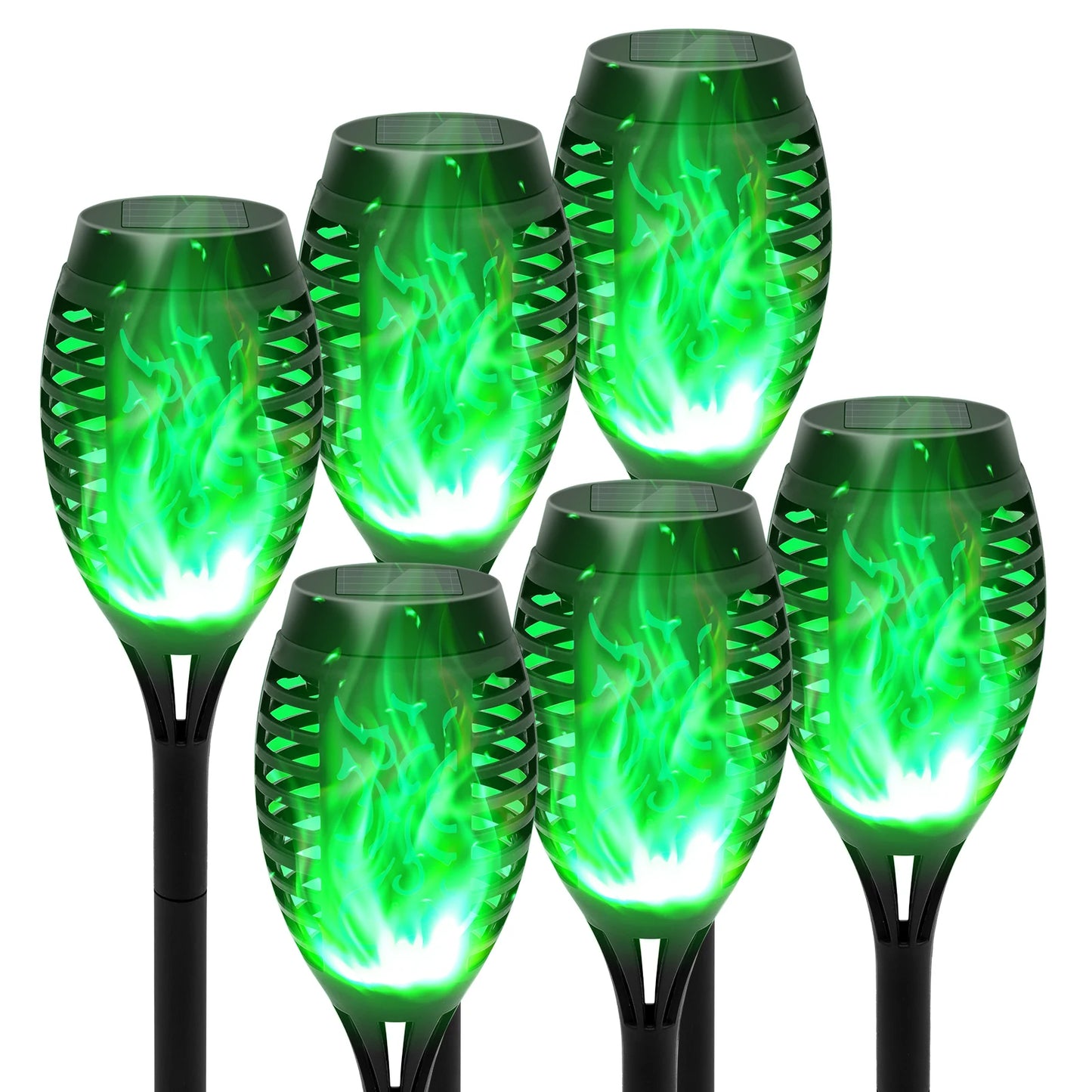 Solar Flame Torch Lights LED Outdoor Lawn Path Decor