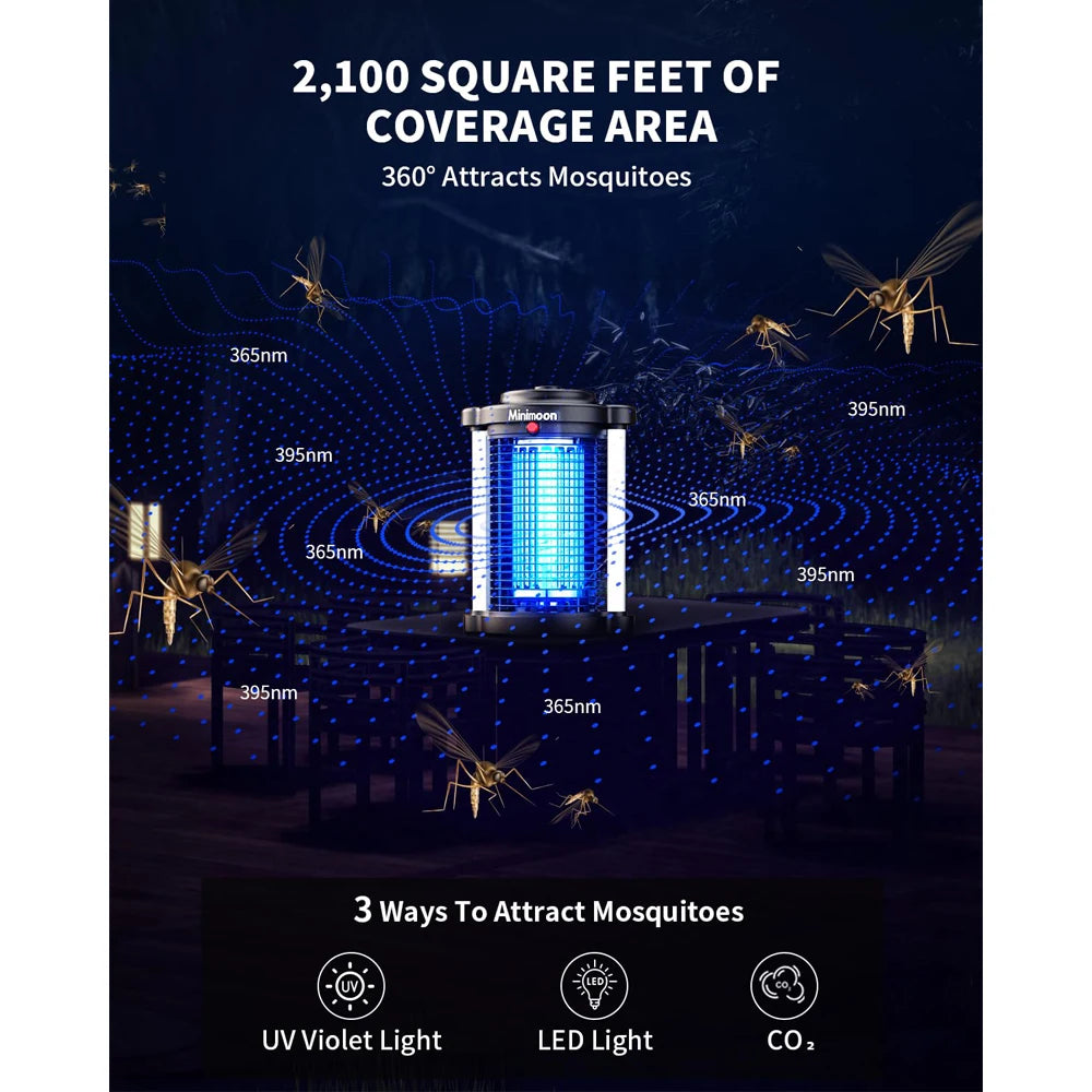 Outdoor Bug Zapper Minimoon Dual LED 4200V 15W IPX4 Trap